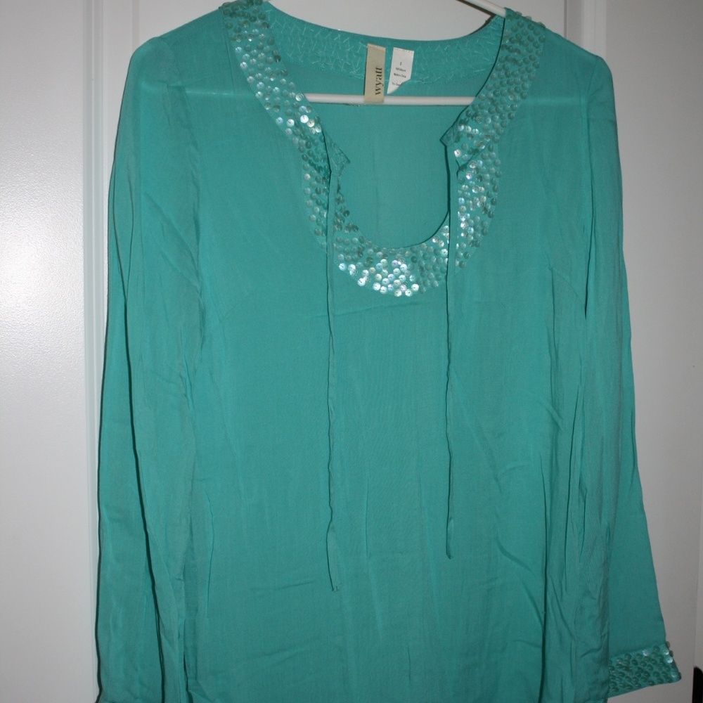 Turquoise sequin blouse - Picture 2 of 2